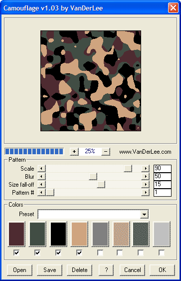 PhotoShop plug-in for camouflage patterns.